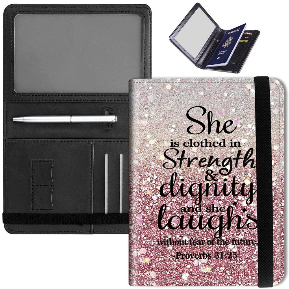 4290 Leather Credit Card Holder Case Travel Passport Wallet Bling Bible